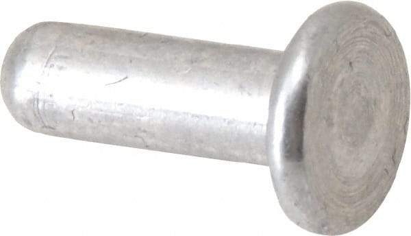 RivetKing - 1/8" Body Diam, Flat Uncoated Aluminum Solid Rivet - 3/8" Length Under Head, Grade 1100F - Americas Tooling