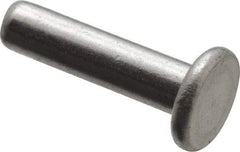 RivetKing - 1/8" Body Diam, Flat Uncoated Aluminum Solid Rivet - 1/2" Length Under Head, Grade 1100F - Americas Tooling