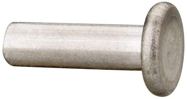 RivetKing - 3/16" Body Diam, Flat Uncoated Aluminum Solid Rivet - 5/8" Length Under Head, Grade 1100F - Americas Tooling