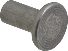 RivetKing - 1/4" Body Diam, Flat Uncoated Aluminum Solid Rivet - 1/2" Length Under Head, Grade 1100F - Americas Tooling