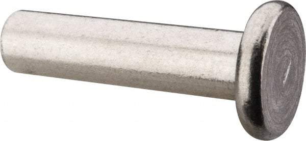 RivetKing - 1/4" Body Diam, Flat Uncoated Aluminum Solid Rivet - 1" Length Under Head, Grade 1100F - Americas Tooling