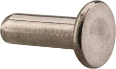 RivetKing - 1/8" Body Diam, Flat Uncoated Stainless Steel Solid Rivet - 3/8" Length Under Head, Grade 18-8 - Americas Tooling