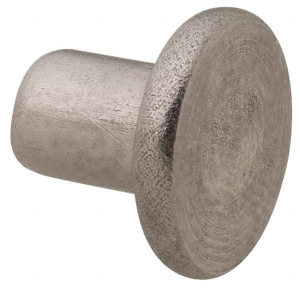 RivetKing - 3/16" Body Diam, Round Uncoated Stainless Steel Solid Rivet - 1/4" Length Under Head, Grade 18-8 - Americas Tooling