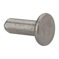 RivetKing - 3/16" Body Diam, Flat Uncoated Stainless Steel Solid Rivet - 1/2" Length Under Head, Grade 18-8 - Americas Tooling