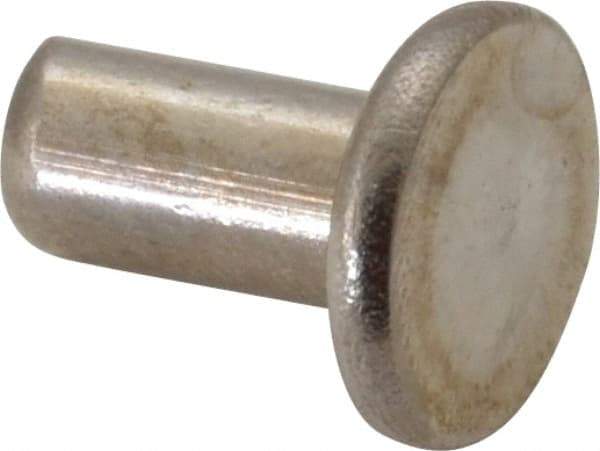 RivetKing - 1/4" Body Diam, Flat Uncoated Stainless Steel Solid Rivet - 1/2" Length Under Head, Grade 18-8 - Americas Tooling