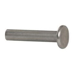 RivetKing - 1/4" Body Diam, Flat Uncoated Stainless Steel Solid Rivet - 1-1/4" Length Under Head, Grade 18-8 - Americas Tooling