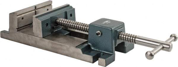 Wilton - 6-3/4" Jaw Opening Capacity x 2-1/8" Throat Depth, Horizontal Drill Press Vise - 6" Wide x 2-1/8" High Jaw, Stationary Base, Rapid Action, 17.1" OAL x 4.3" Overall Height, Cast Iron - Americas Tooling