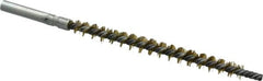 Schaefer Brush - 3" Brush Length, 1/4" Diam, Double Stem, Single Spiral Tube Brush - 4-1/2" Long, Brass, 8-32 Female Connection - Americas Tooling