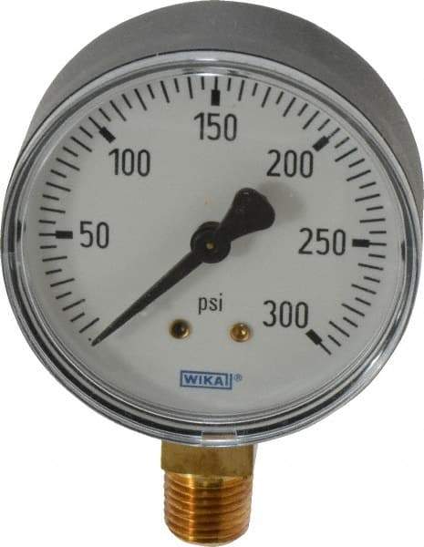 Wika - 2-1/2" Dial, 1/4 Thread, 0-300 Scale Range, Pressure Gauge - Lower Connection Mount, Accurate to 3-2-3% of Scale - Americas Tooling