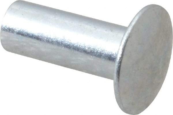 RivetKing - 0.134 to 0.141" Hole Diam, Round Head, Zinc Plated Steel, Semi Tubular Rivet - 3/8 Head Diam, 1/2" Length Under Head, 3/16 Body Diam - Americas Tooling