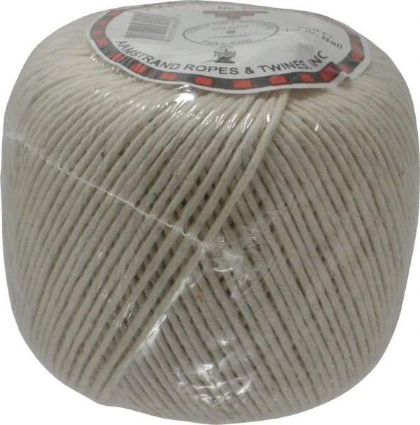 Made in USA - 0.058 Inch Diameter, Cotton Twine Ball - 45 Lbs. Breaking Strength, White, 1,190 Ft. per Lb. - Americas Tooling