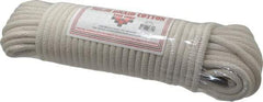 Made in USA - 100' Max Length Cotton Solid Braided Cotton Cord with Reinforced Core - 3/8" Diam, 925 Lb Capacity - Americas Tooling