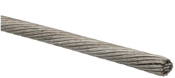 Value Collection - 1/8" Diam, Aircraft Cable Wire - 2,100 Lb Breaking Strength, 1 x 19 Single Strand - Americas Tooling