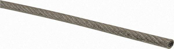 Lift-All - 3/32" x 1/16" Diam, Coated Aircraft Cable Wire - 480 Lb Breaking Strength, 7 x 7 Strand Core, Vinyl Coating - Americas Tooling