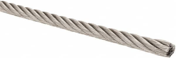 Lift-All - 5/32" Diam, Stainless Steel Wire Rope - 2,400 Lb Breaking Strength, Material Grade 304, 7 x 19 Strand Core - Americas Tooling