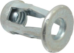 Au-Ve-Co Products - #10-24 UNC Thread, Zinc Plated, Steel, Screwdriver Installed Rivet Nut - 1/64 to 3/16" Grip, 17/32" Flange Diam, 0.716" Long - Americas Tooling