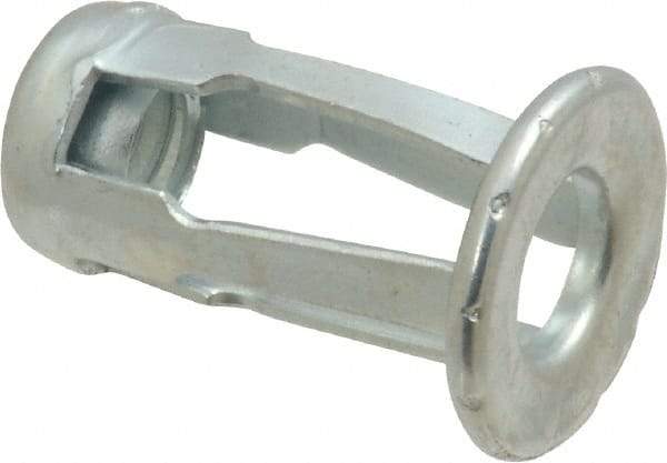 Au-Ve-Co Products - 1/4-20 UNC Thread, Zinc Plated, Steel, Screwdriver Installed Rivet Nut - 3/16 to 3/8" Grip, 5/8" Flange Diam, 0.919" Long - Americas Tooling