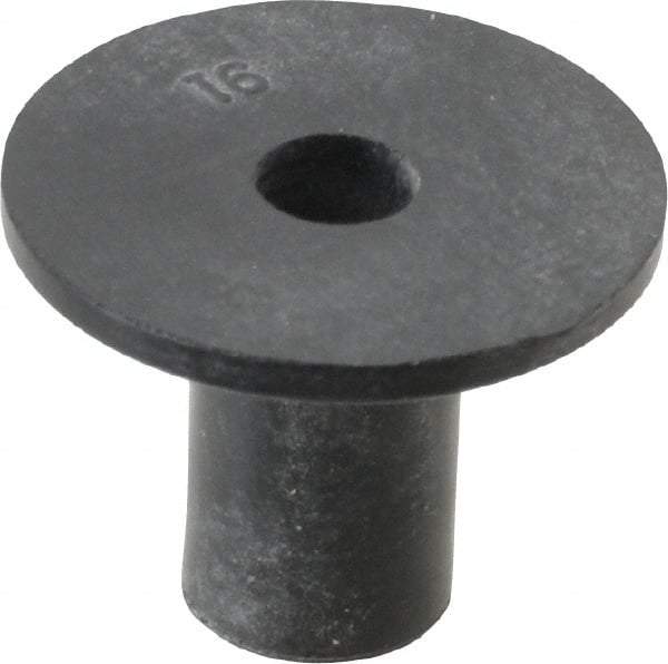 Au-Ve-Co Products - #8-32, 3/4" Diam x 0.062" Thick Flange, Rubber Insulated Rivet Nut - UNC Thread, Neoprene, 1/2" Long x 5/16" Body Diam, 0.575" OAL - Americas Tooling