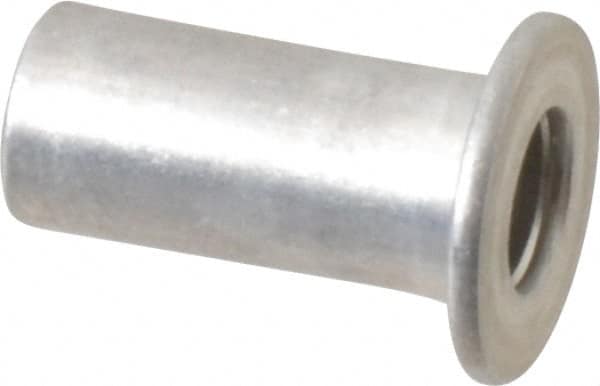 Value Collection - #10-24, 0.01 to 0.08" Grip, Aluminum Standard Rivet Nut - Drill Size Letter F, Flat Head - Americas Tooling