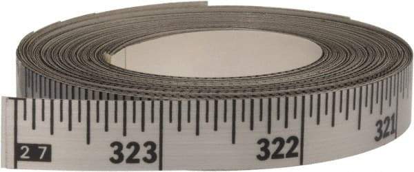 Made in USA - 30 Ft. Long x 1/2 Inch Wide, 1/16 Inch Graduation, Silver, Mylar Adhesive Tape Measure - Reads Right to Left, Horizontal Scale - Americas Tooling