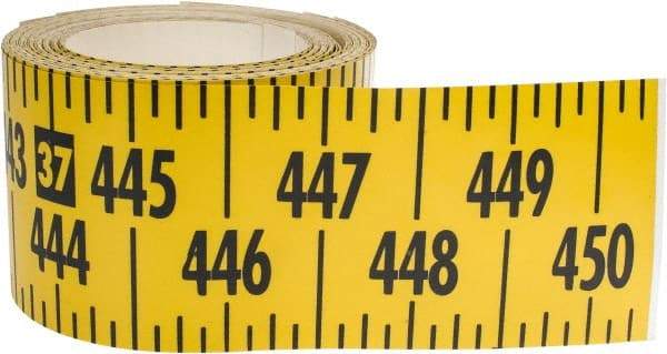 Made in USA - 45 Ft. Long x 3 Inch Wide, 1/4 Inch Graduation, Yellow, Mylar Adhesive Tape Measure - Reads Left to Right, Horizontal Scale - Americas Tooling