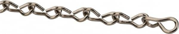 Made in USA - 0.062" Diam Steel Single Jack Chain - 10 Lb Load Limit, #16, Nickel Plated Finish - Americas Tooling