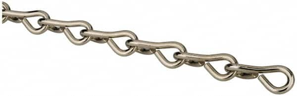 Made in USA - 0.105" Diam Steel Single Jack Chain - 29 Lb Load Limit, #12, Nickel Plated Finish - Americas Tooling