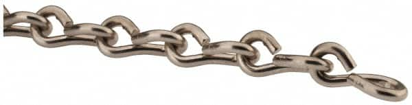 Made in USA - 0.192" Diam Steel Single Jack Chain - 88 Lb Load Limit, #6, Nickel Plated Finish - Americas Tooling