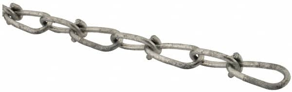 Campbell - 0.12" Diam Steel Double Loop Chain - 200 Lb Load Limit, #1/0, Hot Galvanized Finish, 1.78" Inside Length - Americas Tooling