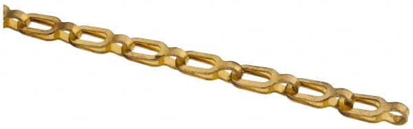 Made in USA - 0.023" Diam Brass Plumber's Safety Chain - 30 Lb Load Limit, #1/0, Standard Finish, 0.55" Inside Length - Americas Tooling