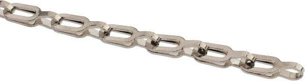 Made in USA - 0.028" Diam Brass Plumber's Safety Chain - 40 Lb Load Limit, #1, Nickel Plated Finish, 0.65" Inside Length - Americas Tooling