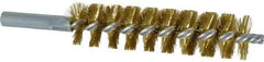 Schaefer Brush - 4" Brush Length, 1" Diam, Double Stem, Single Spiral Tube Brush - 6-1/4" Long, Brass, 12-24 Female Connection - Americas Tooling