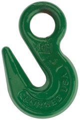 Campbell - 15,000 Lb Capacity, Chain Grade 100, Alloy Steel Eye Hook - 0.66" Hook Throat, 3.4" Reach, 1.12" Eye ID, 1/2" Chain Diam, 5.4" OAL - Americas Tooling