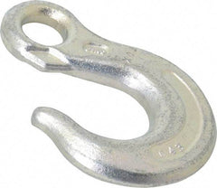 CM - 5,400 Lb Capacity, Chain Grade 43, Carbon Steel Eye Hook - 3-1/4" Reach, 11/16" Eye ID, 3/8" Chain Diam - Americas Tooling