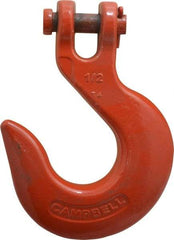 Campbell - 1/2 Inch Chain Diameter, Grade 80 Clevis Hook - 13,000 Lbs. Load Capacity, 5/08 Inch Inside Diameter, 9/16 Inch Pin Diameter, 1-3/4 Inch Hook Throat - Americas Tooling