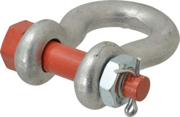 Campbell - 3/4" Nominal Chain Size, 7 Ton Alloy Steel Bolt Anchor Shackle - 3/4" Diam, 7/8" Pin Diam, 2-13/16" High x 1-1/4" Wide Inside Jaw, 1-13/16" Inside Width, 1-3/4" Max Body Thickness - Americas Tooling