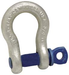 Campbell - 2" Nominal Chain Size, 35 Ton Carbon Steel Bolt Anchor Shackle - 2" Diam, 2-1/4" Pin Diam, 7-3/4" High x 3-1/4" Wide Inside Jaw, 5-3/4" Inside Width, 4-7/8" Max Body Thickness - Americas Tooling