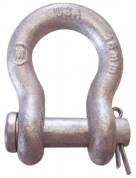 CM - 5/8" Nominal Chain Size, 3 Ton Carbon Steel Loose Anchor Shackle - 5/8" Diam, 3/4" Pin Diam, 2-7/16" High x 1-1/16" Wide Inside Jaw, 1-9/16" Inside Width, 1-7/16" Max Body Thickness - Americas Tooling