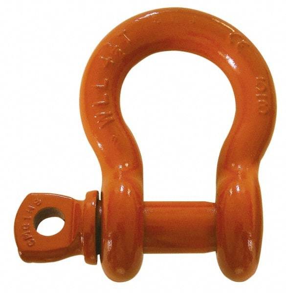 CM - 2" Nominal Chain Size, 43 Ton Alloy Steel Screw Anchor Shackle - 2" Diam, 2-1/4" Pin Diam, 7-3/4" High x 3-1/4" Wide Inside Jaw, 5-3/4" Inside Width, 4-7/8" Max Body Thickness - Americas Tooling