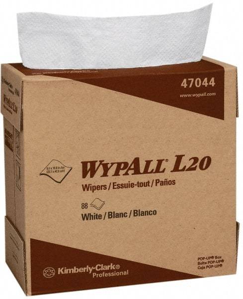 WypAll - L20 Dry General Purpose Wipes - Pop-Up, 16-3/4" x 9" Sheet Size, White - Americas Tooling