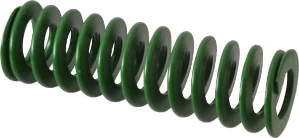 Associated Spring Raymond - 40mm Hole Diam, 20mm Rod Diam, 5" Free Length, Green Die Spring - 1887 N Max Deflection, 51mm Max Deflection, Light Duty, Chromium Alloy Steel - Americas Tooling