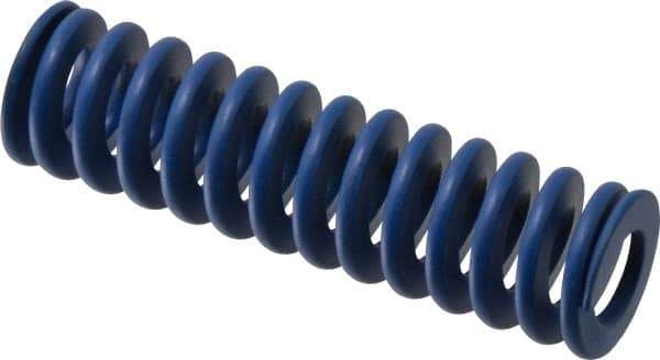 Associated Spring Raymond - 25mm Hole Diam, 12.5mm Rod Diam, 3-1/2" Free Length, Blue Die Spring - 1260.6 N Max Deflection, 33mm Max Deflection, Medium Duty, Chromium Alloy Steel - Americas Tooling