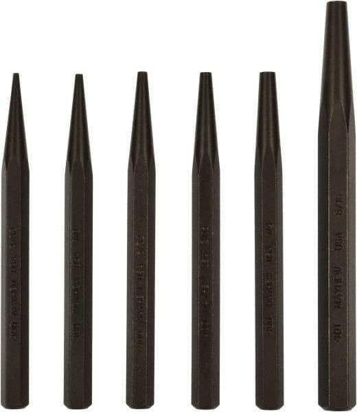 Mayhew - 6 Piece, 3/32 to 5/16", Starter Punch Set - Hex Shank, Steel, Comes in Pouch - Americas Tooling