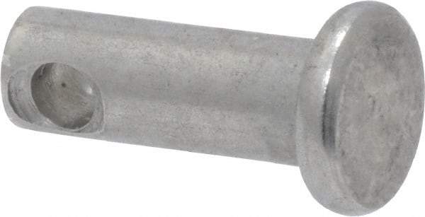 Made in USA - 3/16" Pin Diam, 1/2" OAL, Standard Clevis Pin - 3/32" Hole, 13/32" Usable Length, Uncoated Stainless Steel - Americas Tooling