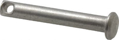 Made in USA - 3/16" Pin Diam, 1-1/4" OAL, Standard Clevis Pin - 3/32" Hole, 1-5/32" Usable Length, Uncoated Stainless Steel - Americas Tooling