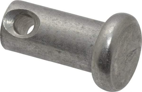 Made in USA - 1/4" Pin Diam, 1/2" OAL, Standard Clevis Pin - 3/32" Hole, 13/32" Usable Length, Uncoated Stainless Steel - Americas Tooling