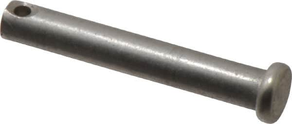 Made in USA - 1/4" Pin Diam, 1-5/8" OAL, Standard Clevis Pin - 3/32" Hole, 1-17/32" Usable Length, Uncoated Stainless Steel - Americas Tooling