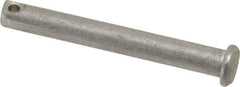 Made in USA - 1/4" Pin Diam, 2" OAL, Standard Clevis Pin - 3/32" Hole, 1-29/32" Usable Length, Uncoated Stainless Steel - Americas Tooling