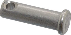 Made in USA - 5/16" Pin Diam, 1" OAL, Standard Clevis Pin - 9/64" Hole, 55/64" Usable Length, Uncoated Stainless Steel - Americas Tooling