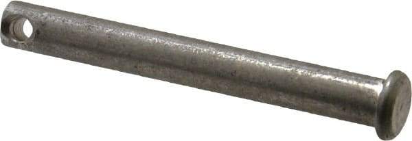 Made in USA - 5/16" Pin Diam, 2-1/2" OAL, Standard Clevis Pin - 9/64" Hole, 2-23/64" Usable Length, Uncoated Stainless Steel - Americas Tooling